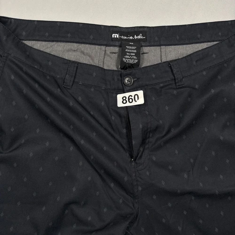 Travis Mathew Shorts Mens 40 Black‎ Geometric Diamond Pattern Golf Performance